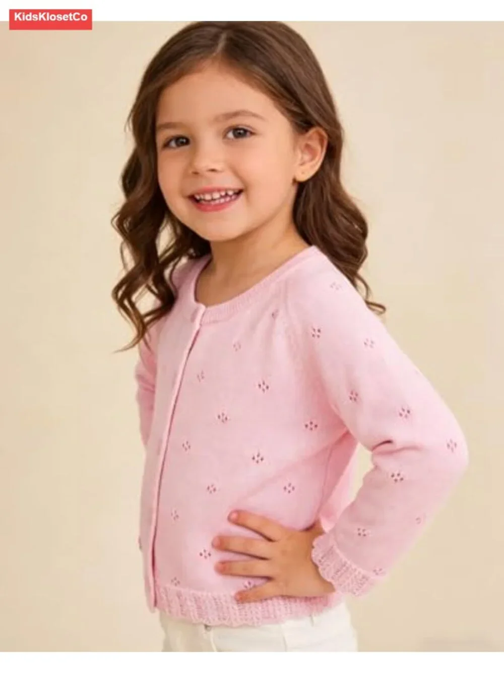 Baby Girls Cardigan Sweater Knit Button Up Jacket Cotton Lace Trim Newborn